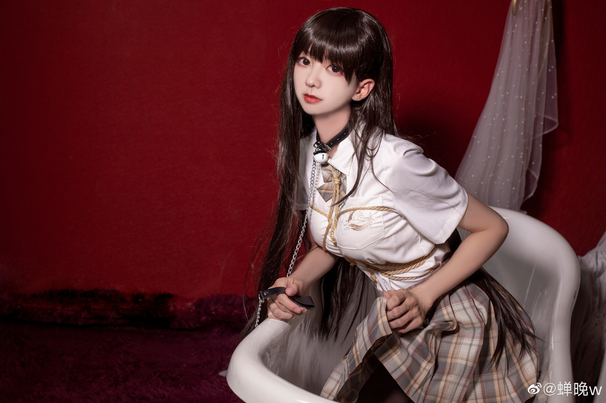 网络红人@蝉晚w 束缚主题摄影作品美图